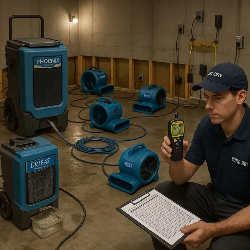 Structural Drying and Dehumidification process in Louisa County, IA